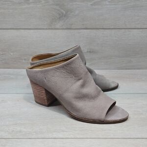 Lucky Brand Elegant Women's Organza Gray Mules Heels Open Toe Shoes Sz 7.5M